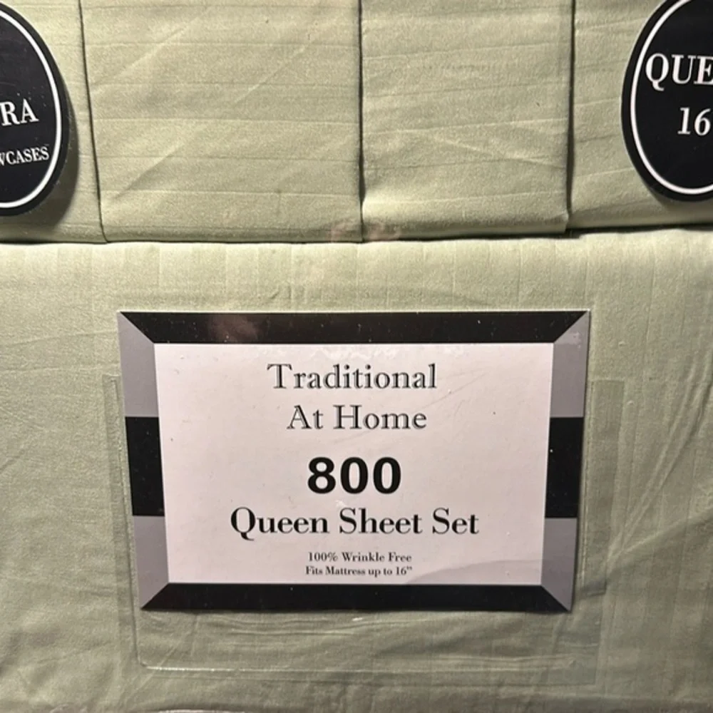 Transitional at Home 6pcQueen Sheet Set green apple embossed stripes